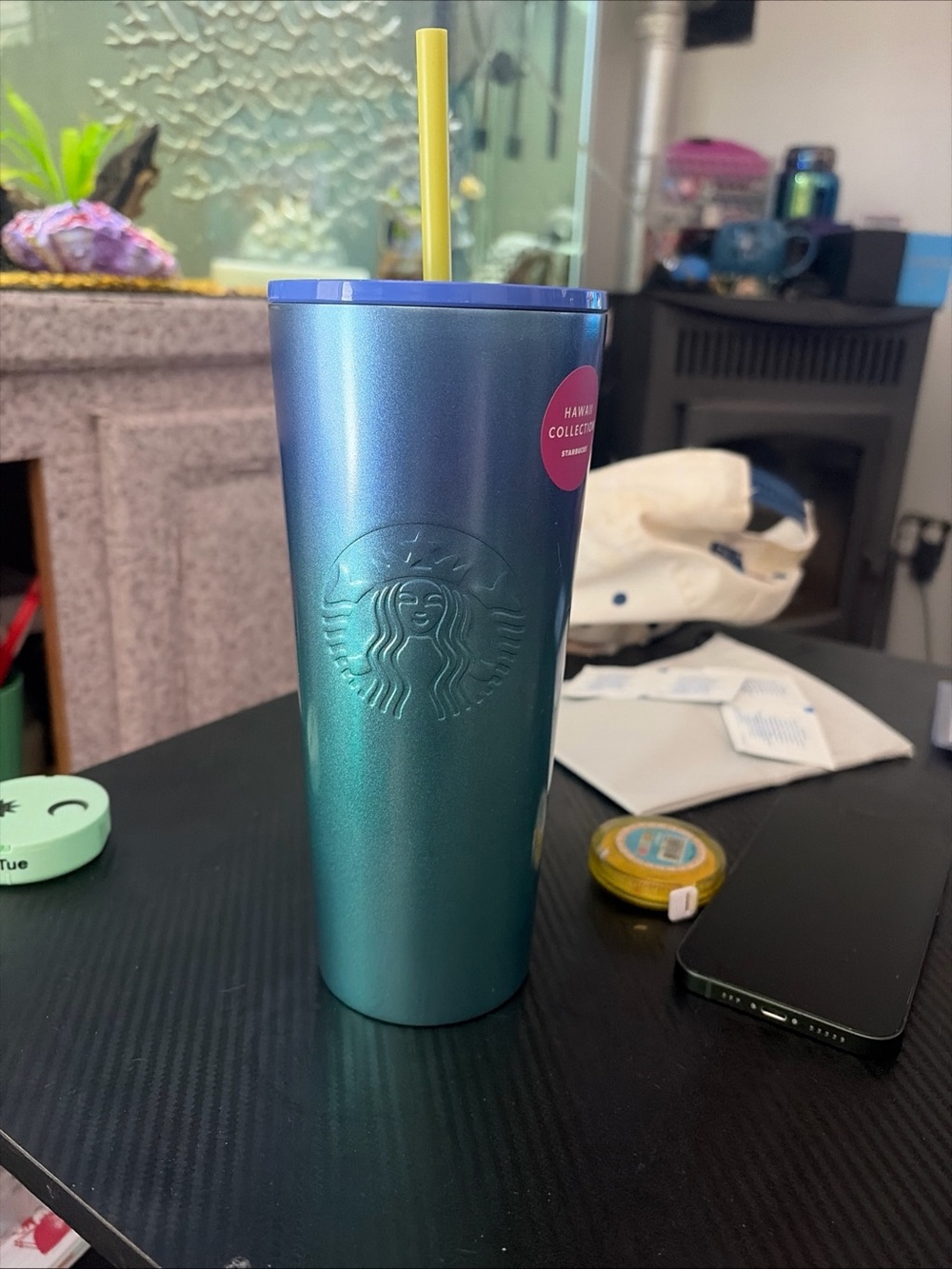 Starbucks Glitter Blue/Green Glitter Tumbler Hawaii Collection